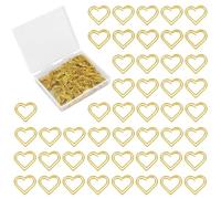 Gosknor 100 Uds Clips de Papel Corazón, Dorados Lindos Clips de Papel Decorativos Marcapáginas para el Hogar Oficina Escuela Organización Notas y Documentos Decoración Bodas Manualidades