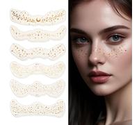 Gosknor 12uds Tatuajes Temporales Pecas Doradas Rostro, Parches Maquillaje Brillantes Impermeables que Iluminan Rostro Purpurina Pegatinas para Mujeres Festivales Carnavales Fiestas
