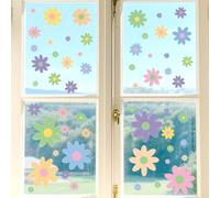 Gosknor 138pzs Calcomanías Coloridas Margaritas para Ventanas, Calcomanías Flores Ventanas Doble Cara Decoraciones Primavera Boho Pegatinas Florales para Hogar Oficina Tienda Decoración del Aula