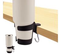 Gosknor 2-en-1 Soporte Vasos Escritorio, Ajustable Antiderrame Organizador Tumbler con Gancho para Owala & Stanley Botellas Agua Organizador Tazas para Oficina Escritorio Juegos (Negro)
