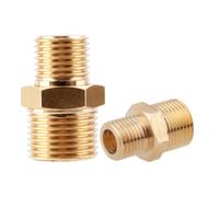Gosknor 2 Pzs Boquillas Hexagonales de Latón, Adaptador Conexión Tubería Macho NPT 3/8 Pulgada x Macho NPT 1/4 Pulgada Conector Tubería Alta Presión para Tuberías de Agua, Gas y Petróleo