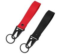 Gosknor 2 Uds Llaveros de Moto, Negro y Rojo Llavero de Tela Elegante Etiqueta para Llave de Moto Cordón para Llaves de Moto Antipérdida Llavero para Hombres Mujeres Coches Motos Bicicletas