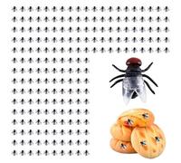 Gosknor 200 Uds Mini Moscas de Plástico, Realistas Moscas Falsas Pequeñas Juguetes de Moscas Simuladas Juguetes de Broma para Fiestas Bromas Halloween Engañar a la Gente