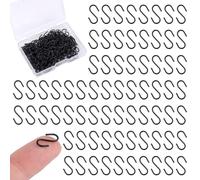 Gosknor 200pzs Mini Ganchos S para Colgar, 1,3cm Acero Inoxidable Pequeños Ganchos para Adornos Miniatura Metal Colgadores en Forma S Conectores para Joyería Manualidades Llavero (Negro)