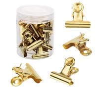 Gosknor 20uds Oro Clips y Chinchetas, Chinchetas Clips Bulldog con Alfileres Metal Tablón Anuncios Accesorios para Tableros Corcho para Usar en la Pared del Cubículo la Oficina en Casa