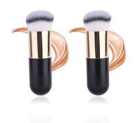 Gosknor 2pzs Brocha Autobronceadora Facial, Grande Suave y Densa Bronceador Aplicador Brocha Autobronceador Kabuki Ideal para Broncear Protector Solar Rubor Base Maquillaje(Oro Negro)