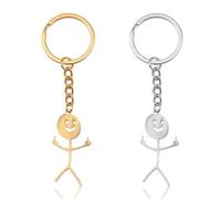 Gosknor 2uds Llaveros de la Amistad para Mujer, de Acero Inoxidable Divertidos Llaveros con Forma de Garabato Colgante para el Dedo Regalo de Joyería de Amistad a Larga Distancia (Dedo Medio)