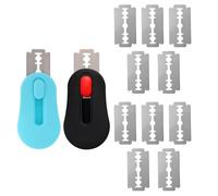 Gosknor 2uds Navaja para Masa Magnética, Navaja Masa Madre con 10 Cuchillas Reemplazables Cortadora de Acero Inoxidable para Suministros de Panadería (Azul, Negro)