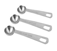 Gosknor 3uds Cuchara Medidora de Acero Inoxidable, Juego Cucharillas 1 Tsp 5ML 5CC, 1/2 Tbsp 7,5ML 7,5CC, 2/3 Tbsp 10ML 10 CC Cucharillas de Metal Mango Corto para Cocinar y Hornear
