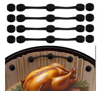 Gosknor 4 Juegos Correas Magnéticas Silicona para Air Fryer, Cierre Seguro Protectores Desechables Resistentes Calor y Previenen Quemaduras Papel Soporte Magnético para Accesorios Air Fryer (Negro)