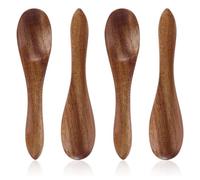 Gosknor 4 piezas Cucharas de Madera Juego, 9cm Mini Cucharas de Madera para Comer Cucharillas de Miel para Revolver Café Té Tarros Condimentos Azúcar Utensilios de Cocina para Cocinar y Servir