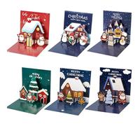 Gosknor 6 Tarjetas Navideñas, Tarjetas de Felicitación Navideñas en 3D con Sobres 6 Estilos de Tarjetas Navideñas Emergentes Tarjetas de Feliz Navidad para Suministros para Fiestas Navideñas