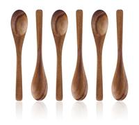 Gosknor 6pzs Cucharas Pequeñas de Madera, 16cm Juego de Cucharas Té para Miel Azúcar Café Postres Multiusos Utensilios Cocina para Mezclar Cocinar Uso Diario