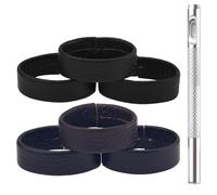 Gosknor 6uds Cuero Auténtico Presilla para Cinturón 3,1/3,2/3,3cm Piel de Vaca Belt Loops con Punzón de 4mm Retenedor Correas Soporte Anilla Banda para Cinturones/Correas 2,8-4cm Ancho