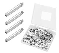 Gosknor 80uds Alfileres para Broches, 38mm Alfileres Manualidades Parte Trasera Plana de Metal Imperdibles para Hacer Joyas Insignias Etiquetas con Nombre Tachuelas Corbata