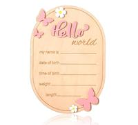 Gosknor Cartel de Anuncio de Bebé"Hola Mundo" para Recién Nacidos, Letrero de Bienvenida para Bebés Placas de Anuncio de Nacimiento con el Nombre del Bebé Decoración de Guardería