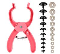 Gosknor Herramienta Ojo Seguridad, Alicates Ojo Seguridad Herramienta Auxiliar con 60 Ojos de Muñeca de 12-30 mm para Amigurumi Crochet y Peluches Suministros para Manualidades (Rosa)