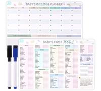 Gosknor Imán para Nevera con Registro de Primeros Alimentos del Bebé, 30x20cm 2uds Lista Magnética Alimentos Bebés y Planificador Diario de Comidas Ideal para Padres Primerizos Niñeras