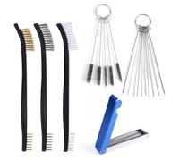 Gosknor Kit de Limpieza de Carburador, Limpiador Puntas Soplete 3 Cepillos Pulido Doble Punta 5 Cepillos Limpieza 23 Agujas para Soldador ATV Pistolas Pulverización Motocicletas