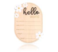 Gosknor Letrero con Anuncio de Bebé, Madera Hola Mundo Pizarra de Anuncio de Nacimiento para el Nombre del Bebé Género Neutro Guardería y Hospital Accesorios para Fotos Regalo Recuerdo (Negro)