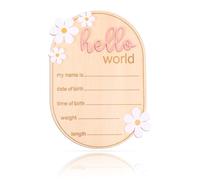 Gosknor Letrero con Anuncio de Bebé, Madera Hola Mundo Pizarra de Anuncio de Nacimiento para el Nombre del Bebé Género Neutro Guardería y Hospital Accesorios para Fotos Regalo Recuerdo (Rosa)