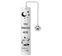 Gosknor Marcapáginas de Gato, Regalo para Amantes los Gatos Lindo Marcador Metal de Gatito Durmiendo You Pawsed Here Marcapáginas Lectura para Mujeres Hombres Amigos Club Lectores