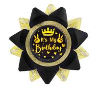 Gosknor Pin It's My Birthday, Botón de Feliz Cumpleaños para Mujeres Hombres Niños Negro y Dorado Insignia Cinta Grogrén para Niños Niñas Decoración Fiestas Regalos Accesorios Disfraces