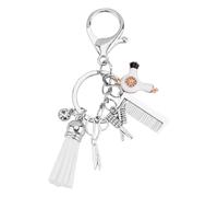 Gosknor Regalos de Peluquero, Peine Tijeras Secador de Pelo Llavero de Peluquero Barbero Creativo Esteticista Llavero con Borla de Cosmetología para Mujeres Idea de Regalo de Estilista Joyería