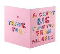 Gosknor Tarjeta de Agradecimiento Grande, 40 x 27 cm Diseño Gigante Jumbo Una Gran Tarjeta de Felicitación Agradecimiento con Sobre Regalos Despedida Extragrandes para Profesores Jefes Amigos (Rosa)