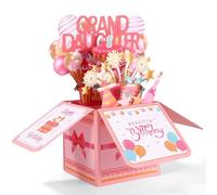 Gosknor Tarjeta de Cumpleaños Pop Up para Nieta, Colorida Globos y Fuegos Artificiales Tarjeta Cumpleaños 3D con Sobre Regalo Creativo para Nieta de Parte los Abuelos