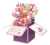 Gosknor Tarjetas de Regalo de Cumpleaños, Tarjetas de Cumpleaños en Caja 3D Multicolor con Sobres y Tarjeta de Felicitación Los Mejores Regalos de Tarjetas de Cumpleaños para Familiares Amigos (12.°)