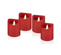 Goobay 44591 - Juego de 4 Velas de Navidad LED con Temporizador, Cera Real, Funciona con Pilas, Color Rojo