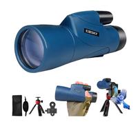 Gosky Piper - Telescopio monocular HD de 12 x 55 Pulgadas para Adultos con Prisma BAK4 y Lente FMC, Ligero con Adaptador de Smartphone para observación de Aves y Caza (Azul)