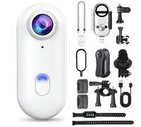 Gosnap - Go Snap Camera-4k Thumb Action Camera, Wearable Mini Gosnap Body Camera with 360° Rotation Spring Clip, Hands-Free POV Recording for Bike Cycling, Pet, Vlogging, Underwater (White-4K)