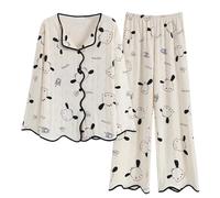 GOSO niñas algodón Pijamas Conjunto Caliente Loungewear Conjunto botón Abajo Mangas largas Pantalones Largos Ropa de Dormir, Ropa de Dormir con Estilo Lindo para Las Muchachas Grandes