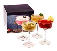 GOSOYO Juego de 4 Copas Vintage Coupé (8,8 oz/260 ml) de Champán, Vino, Martini, Copas de cóctel, Copa de Ginebra y Prosecco, Copas Champagne Cristal(4 Pack)
