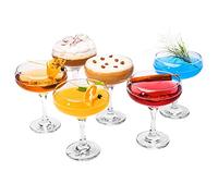 GOSOYO Juego de 6 copas de cóctel (9 oz/270 ml). Copas de Martini Espresso, Copas Margarita, Copas Cupé Elegantes y Copas de Champagne, Cristalería de Tallo Largo