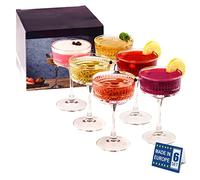 GOSOYO Juego de 6 copas de copa vintage, champán, cóctel, Martini, copas de vino, cristalería de tallo largo (8.5 oz/260 ml)