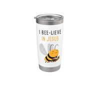 Gospel Kids Christian Faith Cute Bee: I Bee-lieve in Jesus Vaso térmico de acero inoxidable de doble pared