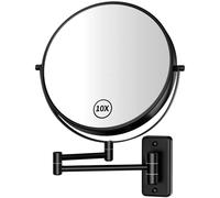 Gospire Espejo de Maquillaje de 9 Pulgadas, Aumento 1X/10X, Espejo Giratorio de Doble Cara, Espejo de Pared de baño Pulido Negro para Mujeres y Hombres