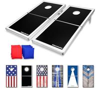 GoSports Sets Cornhole Pro-Juego de Lanzamiento de puf de tamaño reglamentario (Negro), Unisex Adulto