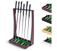 GoSports Golf-putterstand-01 Soporte de Madera prémium para Putter de Golf-Estante de exhibición para Interiores-Capacidad para 6 Palos, Unisex, marrón
