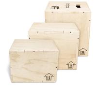 GoSports GSF-Launchbox-02 Fitness Launch Box | 3 en 1 Altura Ajustable | Caja de Salto de Madera Plyo para Ejercicios de Todos los Niveles de Habilidad, Unisex, Natural