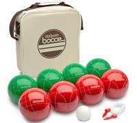 GoSports - Juego de 8 bochas reglamentarias de 100 mm, bochín, estuche y cuerda medidora, tamaño oficial