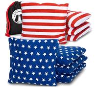 GoSports Official Regulation Bean Bags Set of 8-All Weather Juego Frijoles de Cornhole (8 Bolsas para Todo Tipo de Clima) -Rojo/Azul, Unisex, Juvenil, Estrellas y Rayas Americanas, 6 Inches x 6"