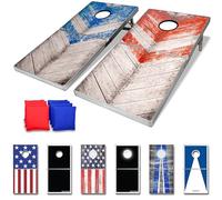 GoSports - Juego de Cornhole con diseño rústico Rojo y Azul, tamaño reglamentario