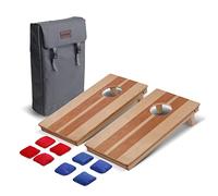 GoSports Juego de Cornhole con Mochila de 2 x 1 pies, Incluye 2 Tablas de tamaño de Viaje de Madera Premium y 8 Mini Bolsas de Frijoles con palitos y deslizantes, Multicolor