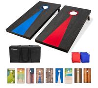 GoSports - Juego de Cornhole de Madera Maciza de tamaño reglamentario, diseño de Bandera Estadounidense, Incluye Dos Tablas de 1,2 x 0,6 m, 8 Bolsas de Frijoles (pufs), Funda de Transporte y Reglas