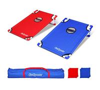 GoSports Portable Sets Juego portátil de Lanzamiento de Cornhole con Marco de PVC con 8 Bolsas de Frijoles y Funda de Transporte de Viaje, Elige tu Estilo, Rojo y Azul, 3 ft x 2 ft