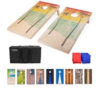 GoSports - Juego de Tablas de Madera para Cornhole de tamaño reglamentario (1,2 x 0,6 m), diseño Retro de Playa Que Incluye 2 Tablas, 8 pufs, Funda de Transporte y Reglas de Juego